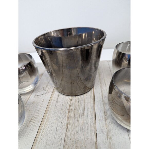 Dorothy Thorpe Set of 4 Roly Poly Glasses w/ Ice Bucket Silver Fade Ombre - Picture 9 of 9